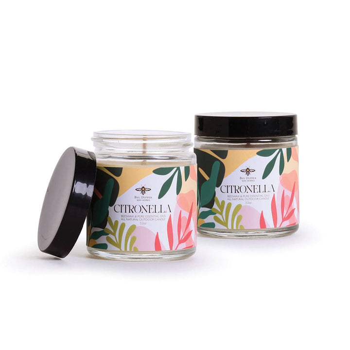 Citronella Candle — Beeswax &amp; Soy Blend, 3.2 oz Apothecary Glass
