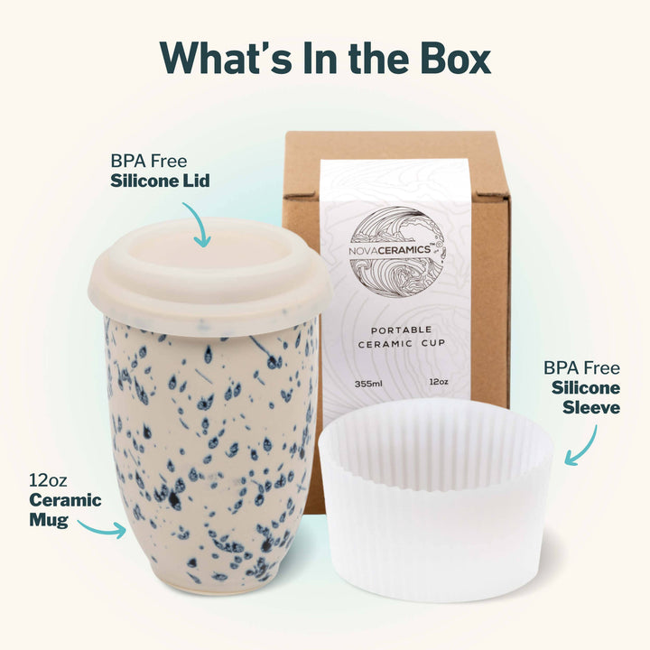 Orchid Ceramic Travel Mug — 12 oz with Lid &amp; Sleeve
