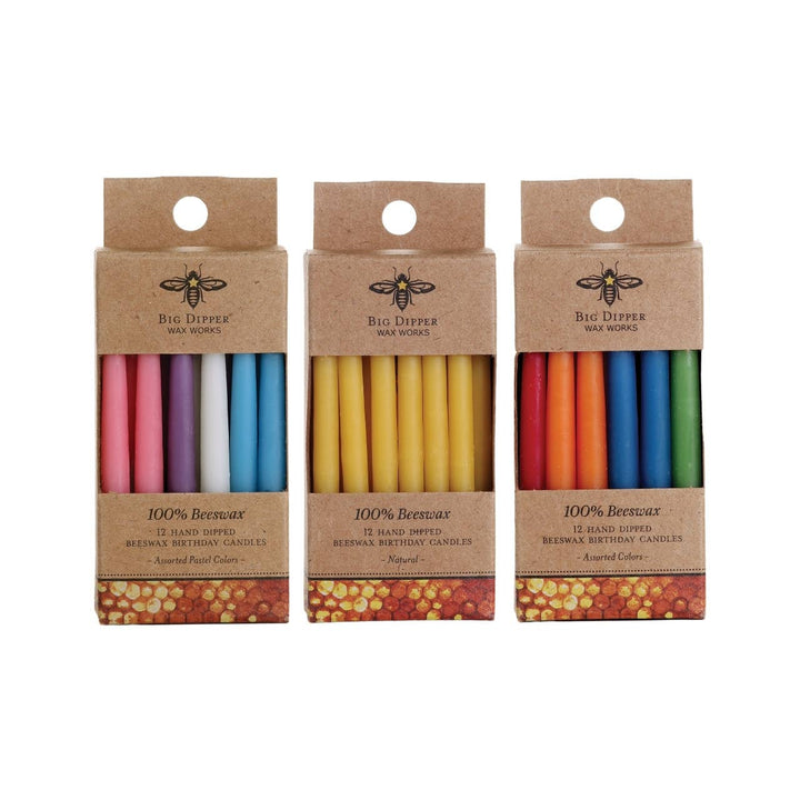 Birthday Candles — 100% Pure Beeswax, Hand-Dipped