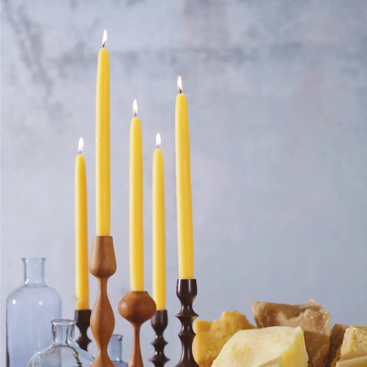 100% Pure Beeswax Taper Candles — Hand-Dipped