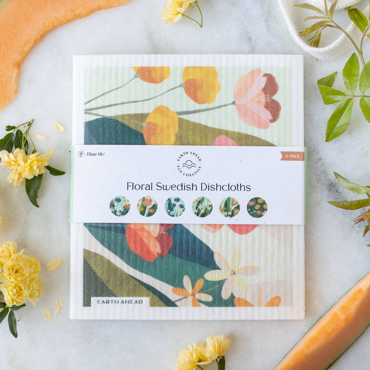 Floral Swedish Dishcloths — 6-Pack Gift Set
