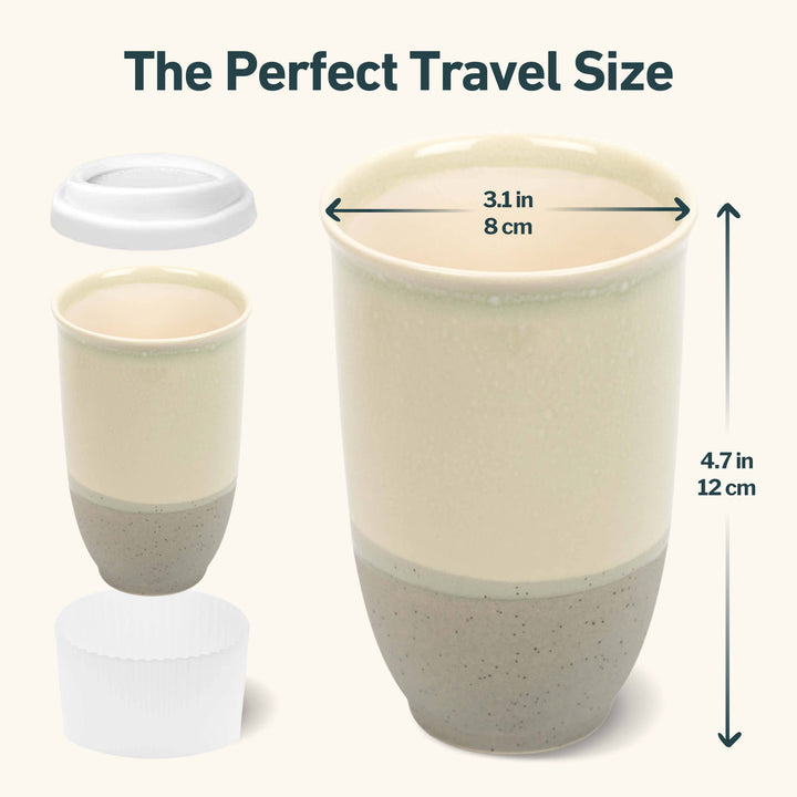Mist Ceramic Travel Mug — 12 oz with Lid &amp; Sleeve