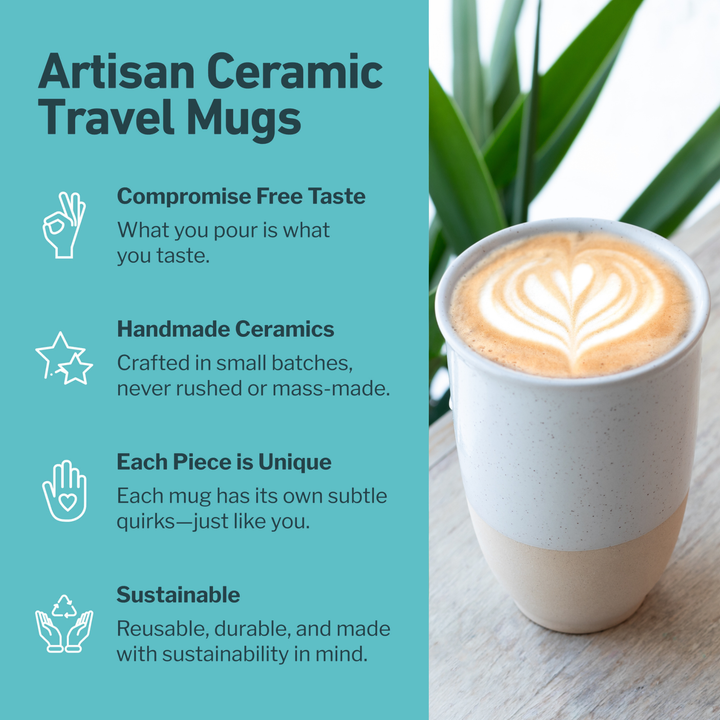 Dune Ceramic Travel Mug — 12 oz with Lid &amp; Sleeve