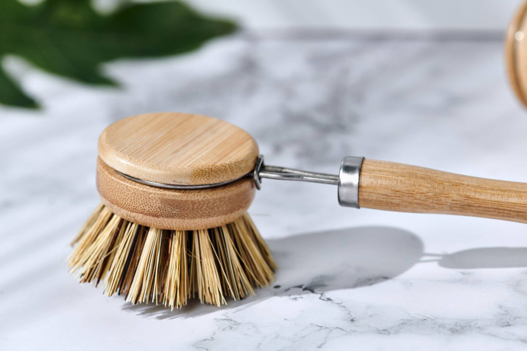 Long-Handle Wood &amp; Metal Dish Brush — Plastic-Free