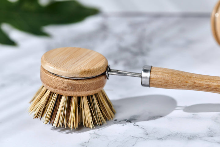Long-Handle Wood &amp; Metal Dish Brush — Plastic-Free