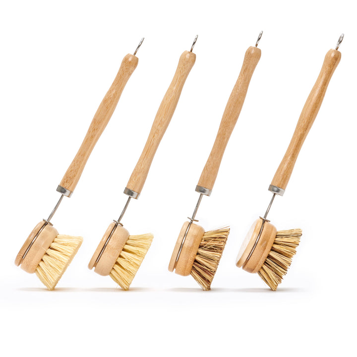 Long-Handle Wood &amp; Metal Dish Brush — Plastic-Free