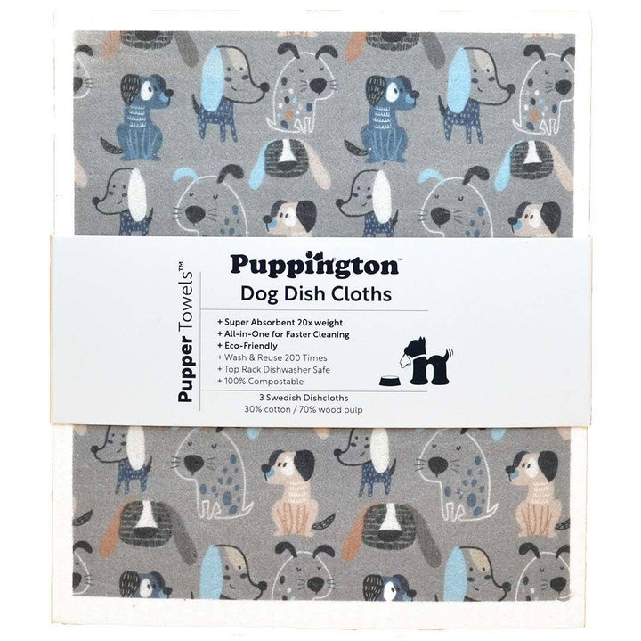 Puppington Pupper Towels — Dog Swedish Dishcloths, 3-Pack