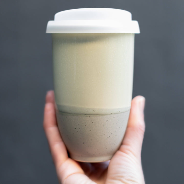 Mist Ceramic Travel Mug — 12 oz with Lid &amp; Sleeve