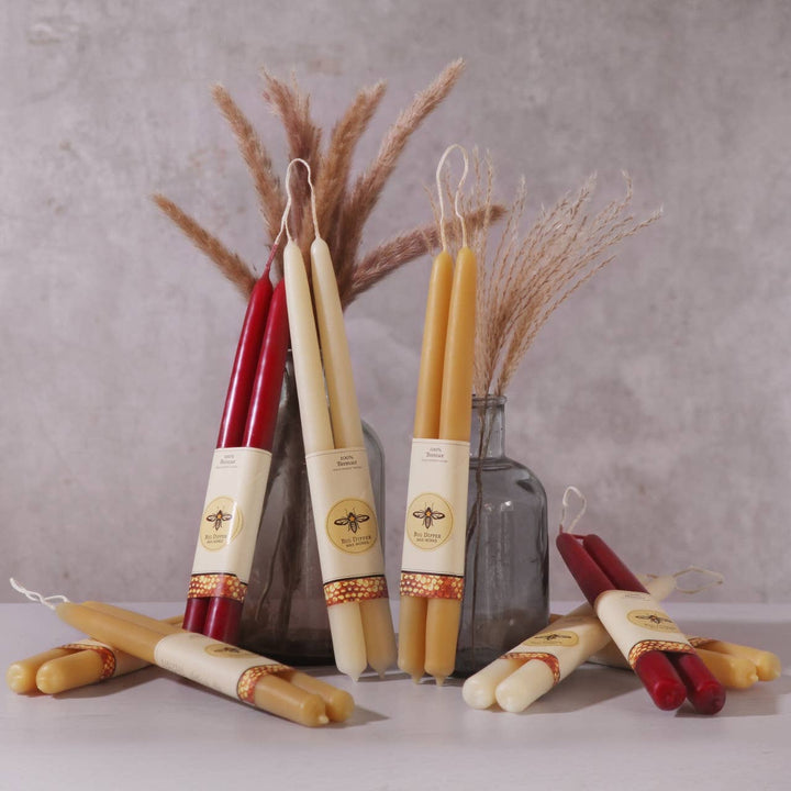 100% Pure Beeswax Taper Candles — Hand-Dipped