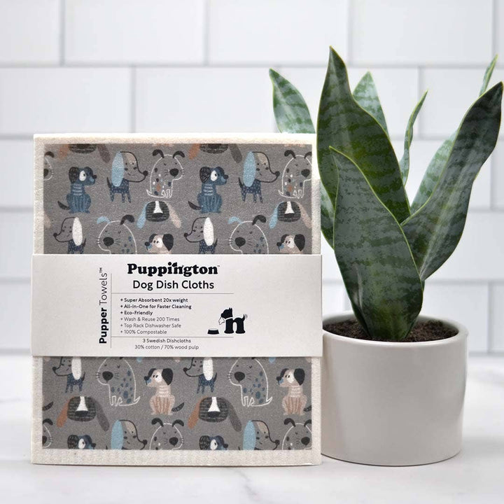 Puppington Pupper Towels — Dog Swedish Dishcloths, 3-Pack
