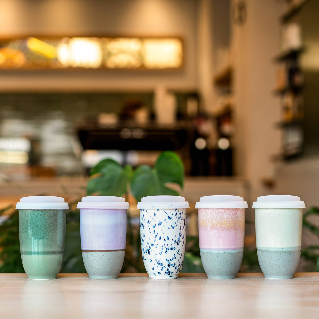 Orchid Ceramic Travel Mug — 12 oz with Lid &amp; Sleeve