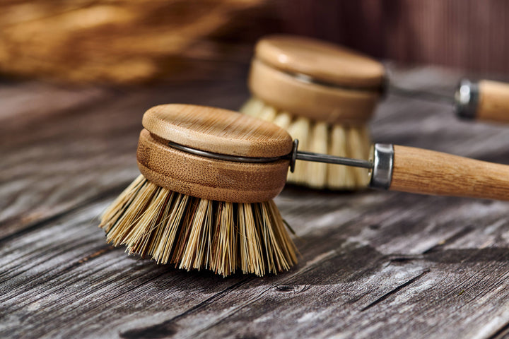 Long-Handle Wood &amp; Metal Dish Brush — Plastic-Free