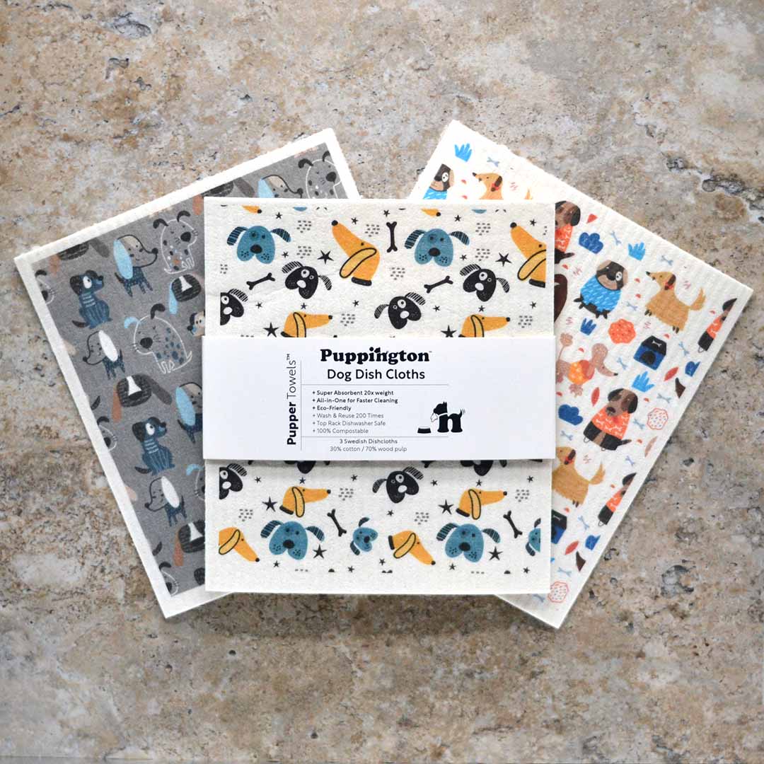 Puppington Pupper Towels — Dog Swedish Dishcloths, 3-Pack