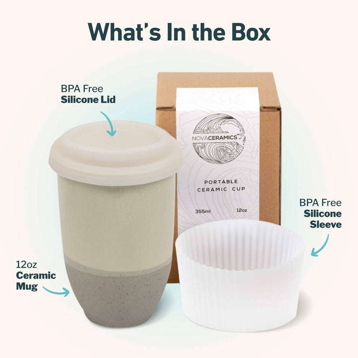 Mist Ceramic Travel Mug — 12 oz with Lid &amp; Sleeve