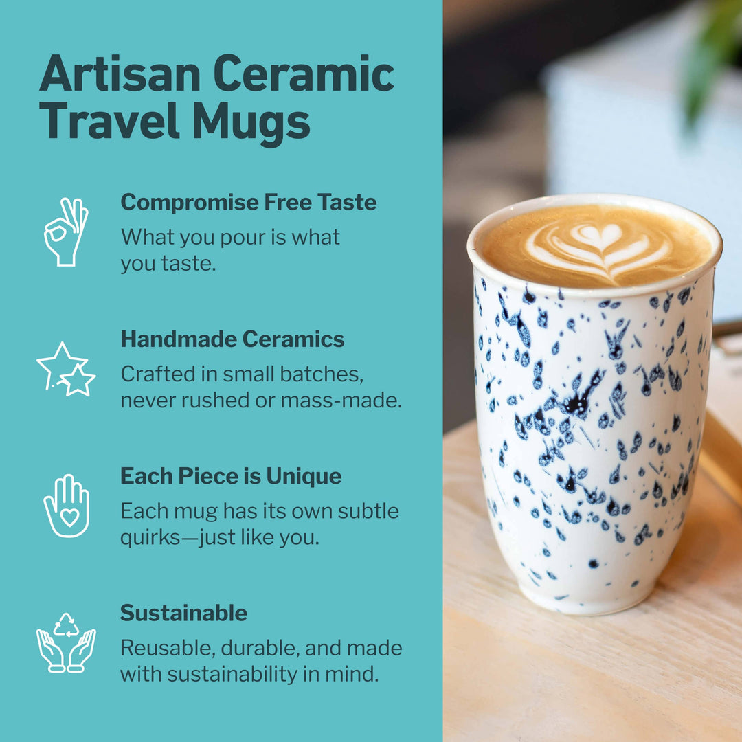 Orchid Ceramic Travel Mug — 12 oz with Lid &amp; Sleeve