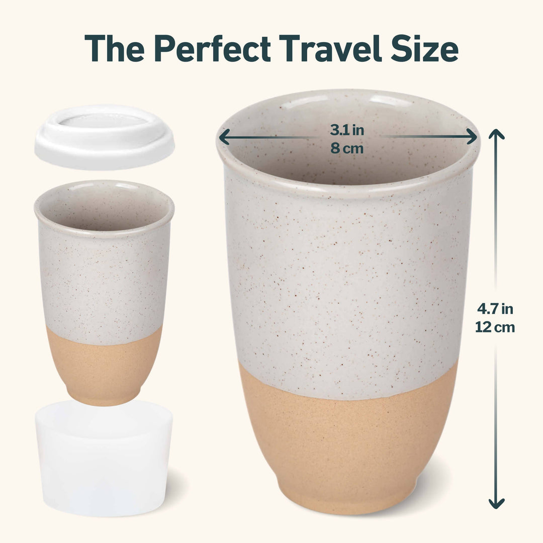 Dune Ceramic Travel Mug — 12 oz with Lid &amp; Sleeve