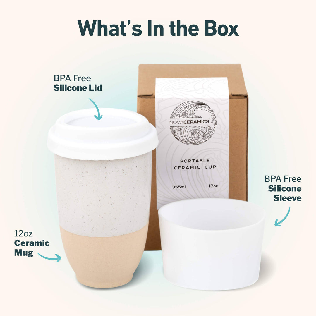 Dune Ceramic Travel Mug — 12 oz with Lid &amp; Sleeve