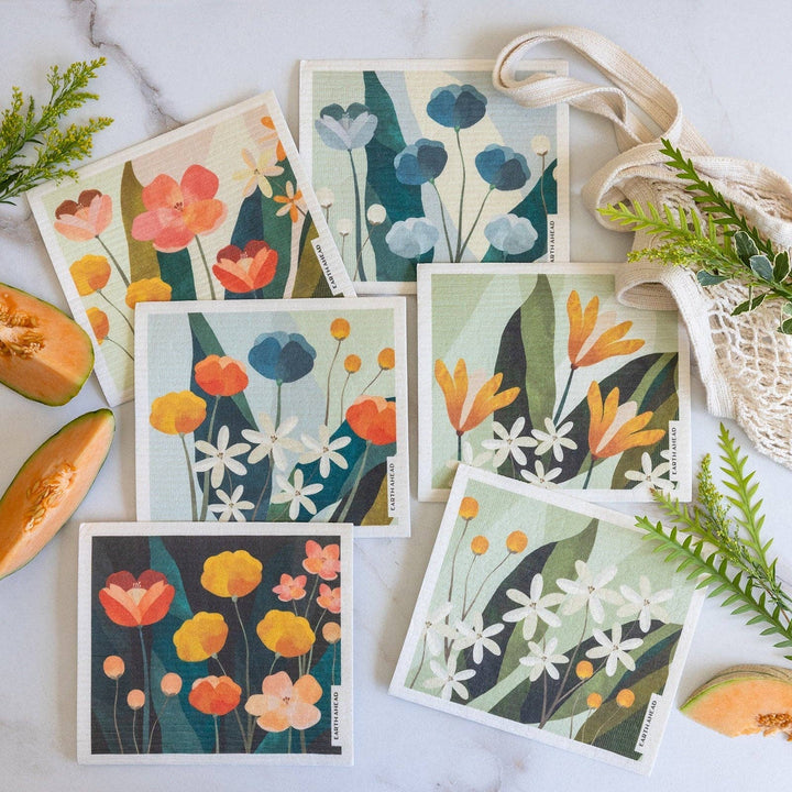 Floral Swedish Dishcloths — 6-Pack Gift Set